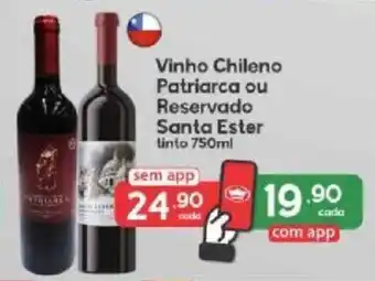 Supermercados Princesa Vinho Chileno Patriarca ou Reservado Santa Ester tinto 750ml oferta