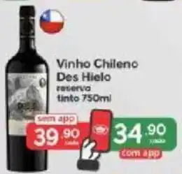 Supermercados Princesa Vinho Chileno Des Hielo reserva tinto 750ml oferta