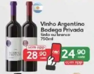Supermercados Princesa Vinho Argentino Bodega Privada tinto ou branco 750ml oferta