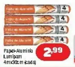 Papel Aluminio Lumipam 30cmx4m (cada)