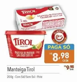 Supermercados Condor Manteiga Tirol 200g-Com Sal/Sem Sal-Pote oferta