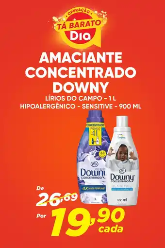 Dia AMACIANTE CONCENTRADO DOWNY LÍRIOS DO CAMPO - 1L HIPOALERGÊNICO - SENSITIVE - 900 ML oferta