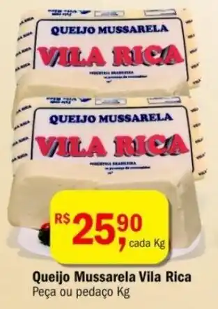 Ultrabox Queijo Mussarela Vila Rica Peça ou pedaço Kg oferta