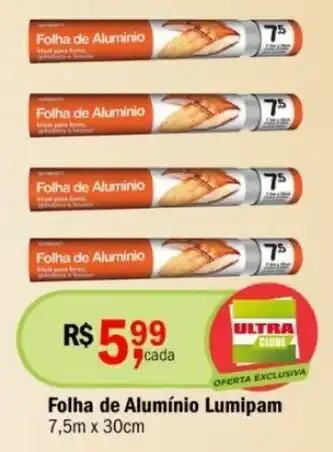 Folha de Alumínio Lumipam 7,5m x 30cm