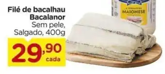 Carrefour Filé de bacalhau Bacalanor Sem pele, Salgado, 400g oferta