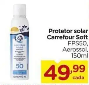 Protetor solar Carrefour Soft FPS50, Aerossol, 150ml