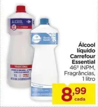 Álcool líquido Carrefour Essential 46° INPM, Fragrâncias, 1 litro
