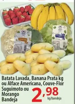 Akki Atacadista Batata Lavada, Banana Prata 1kg ou Alface Americana, Couve-Flor Suguimoto ou Morango Bandeja oferta