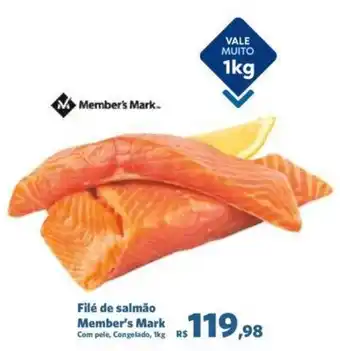 Sam's Club Filé de salmão Member's Mark Com pele, Congelado, 1kg oferta