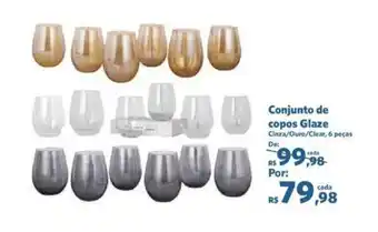 Sam's Club Conjunto de copos Glaze Cinza/Ouro/Clear, 6 peças oferta