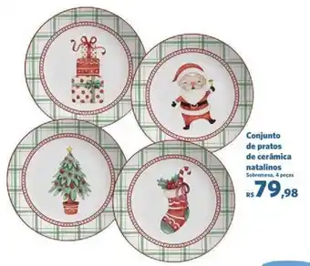 Sam's Club Conjunto de pratos de cerâmica natalinos Sobremesa, 4 peças oferta