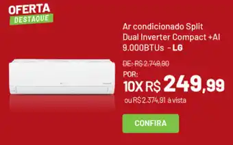 Ferreira Costa Ar condicionado Split Dual Inverter Compact +Al 9.000BTUs - LG oferta