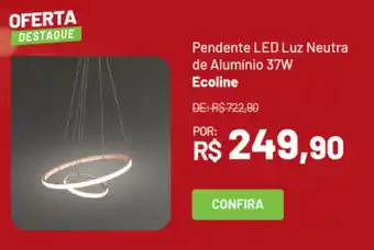 Pendente LED Luz Neutra de Alumínio 37W Ecoline