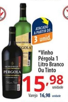 Akki Atacadista Vinho Pergola 1L Branco ou Tinto oferta