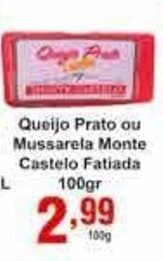 Rossi Supermercado Queijo Prato ou Mussarela Monte Castelo Fatiado 100g oferta