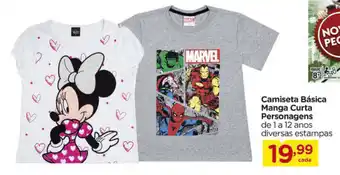 Carrefour Camiseta Basica manga Curta Personagens oferta