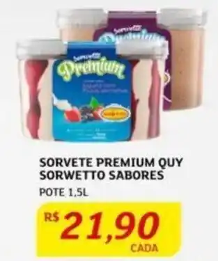 SORVETE PREMIUM QUY SORWETTO SABORES POTE 1.5L
