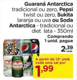 Carrefour Guarana Antarctica, Pepsi ou Sukita 350ml 350ml oferta