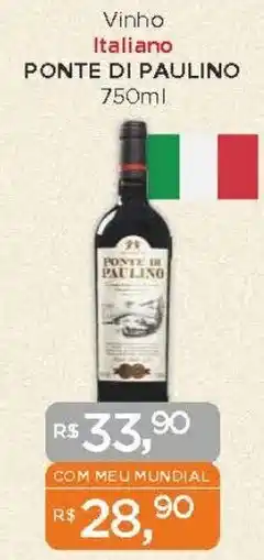 Supermercados Mundial Vinho Italiano PONTE DI PAULINO 750ml oferta