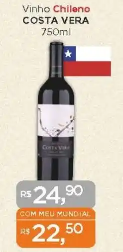 Supermercados Mundial Vinho Chileno COSTA VERA 750ml oferta