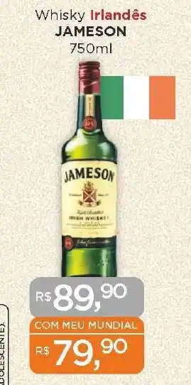 Whisky Irlandês JAMESON 750ml