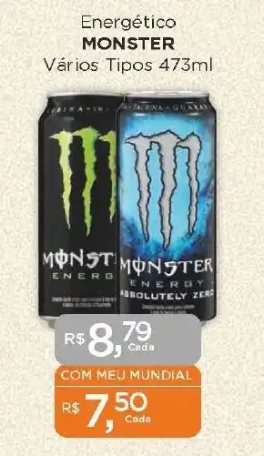 Supermercados Mundial Energético MONSTER Vários Tipos 473ml oferta