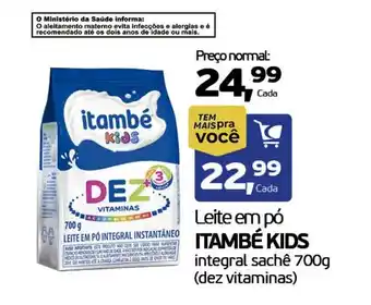 Cometa Supermercados Leite em pó ITAMBÉ KIDS integral sachê 700g (dez vitaminas) oferta