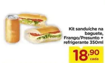 Carrefour Kit sanduíche na baguete, Frango/Presunto + refrigerante 350ml oferta