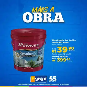 Lojas Solar Tinta Rekolor Pró Acrílico Semibrilho Renner oferta