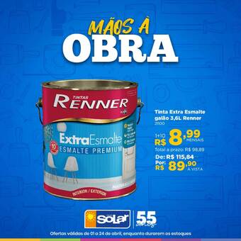 Lojas Solar Tinta Extra Esmalte Galão 3.6l Renner oferta