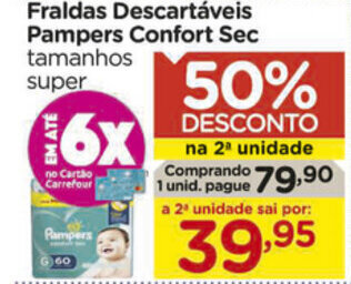 Carrefour Fraldas Descartaveis Pampers Confort Sec oferta