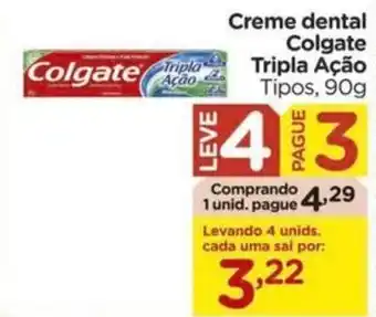 Carrefour Creme dental Colgate Tripla Ação Tipos, 90g oferta