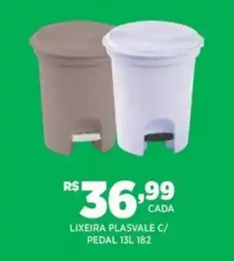 DB Supermercados LIXEIRA PLASVALE C/ PEDAL 13L 182 oferta