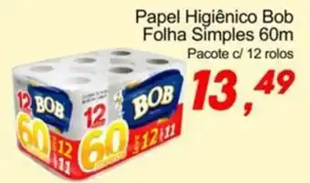 Villefort Atacadista Papel Higiênico Bob Folha Simples 60m Pacote c/ 12 rolos oferta