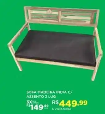 SOFA MADEIRA INDIA C/ ASSENTO 2 LUG