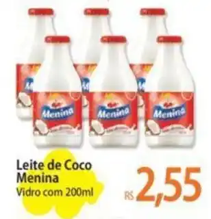 Atacadão Leite de Coco Menina Vidro com 200ml oferta