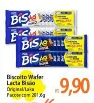 Atacadão Biscoito Wafer Lacta Bisão Original/Laka Pacote com 201,6g oferta