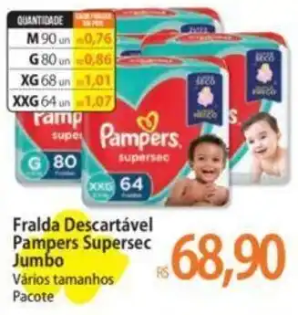 Atacadão Fralda Descartável Pampers Supersec Jumbo Vários tamanhos Pacote oferta