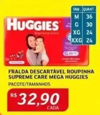 Assaí Atacadista FRALDA DESCARTÁVEL ROUPINHA SUPREME CARE MEGA HUGGIES PACOTE/TAMANHOS oferta