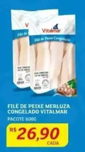 Assaí Atacadista FILÉ DE PEIXE MERLUZA CONGELADO VITALMAR PACOTE 8OOG oferta