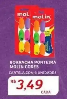 BORRACHA PONTEIRA MOLIN CORES CARTELA COM 6 UNIDADES