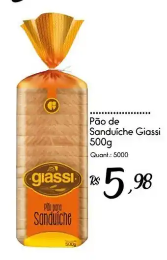 Giassi Supermercados Pão de Sanduíche Giassi 500g oferta