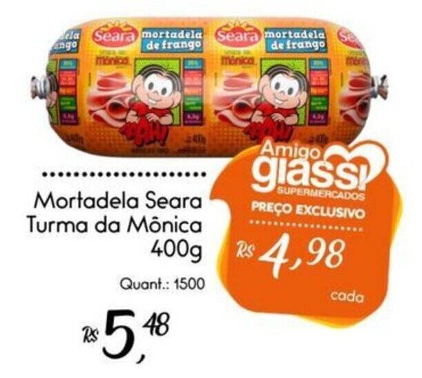 Mortadela Seara Turma da Mônica 400g oferta na Giassi Supermercados