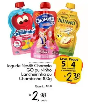 Giassi Supermercados logurte Nestlé Chamyto GO ou Ninho Lancheirinha ou Chambinho 100g oferta