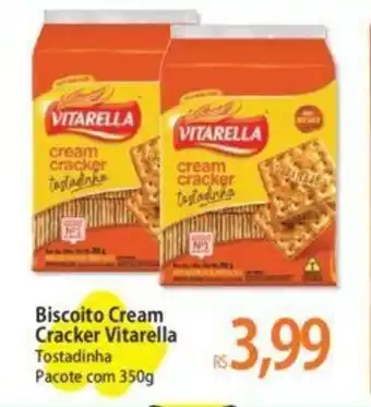 Biscoito Cream Cracker Vitarella Tostadinha Pacote com 350g