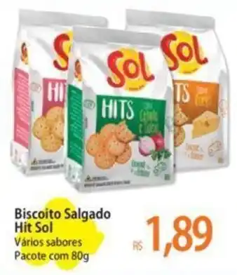 Atacadão Biscoito Salgado Hit Sol Vários sabores Pacote com 80g oferta
