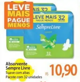 Atacadão Absorvente Sempre Livre Suave com abas Pacote com 32 unidades oferta