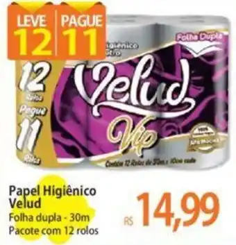 Atacadão Papel Higiênico Velud Folha dupla -30m Pacote com 12 rolos oferta