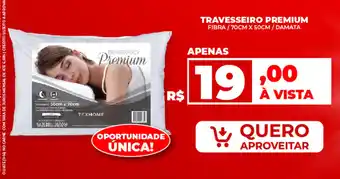 TRAVESSEIRO PREMIUM FIBRA / 70CM X 50CM/DAMATA