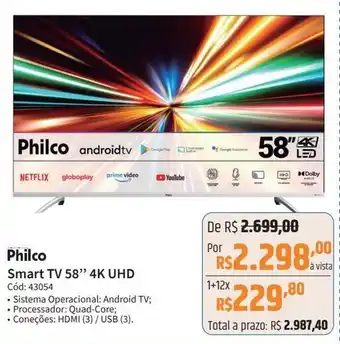 Philco Smart TV 58" 4K UHD Cód: 43054